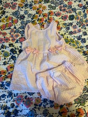 crown & ivy Baby Pink Gingham Dress Set
